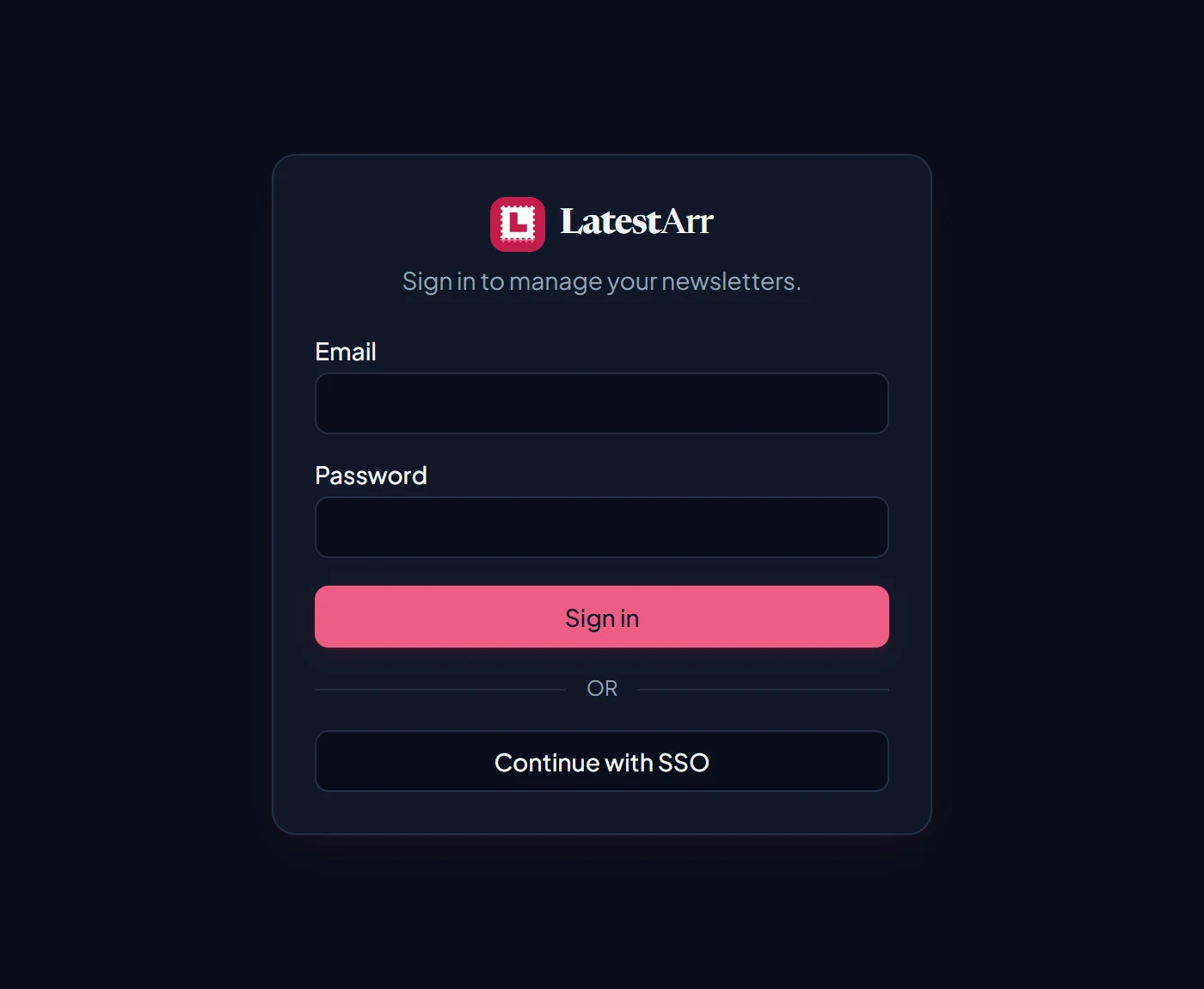 The sign-in page with a Continue with SSO button